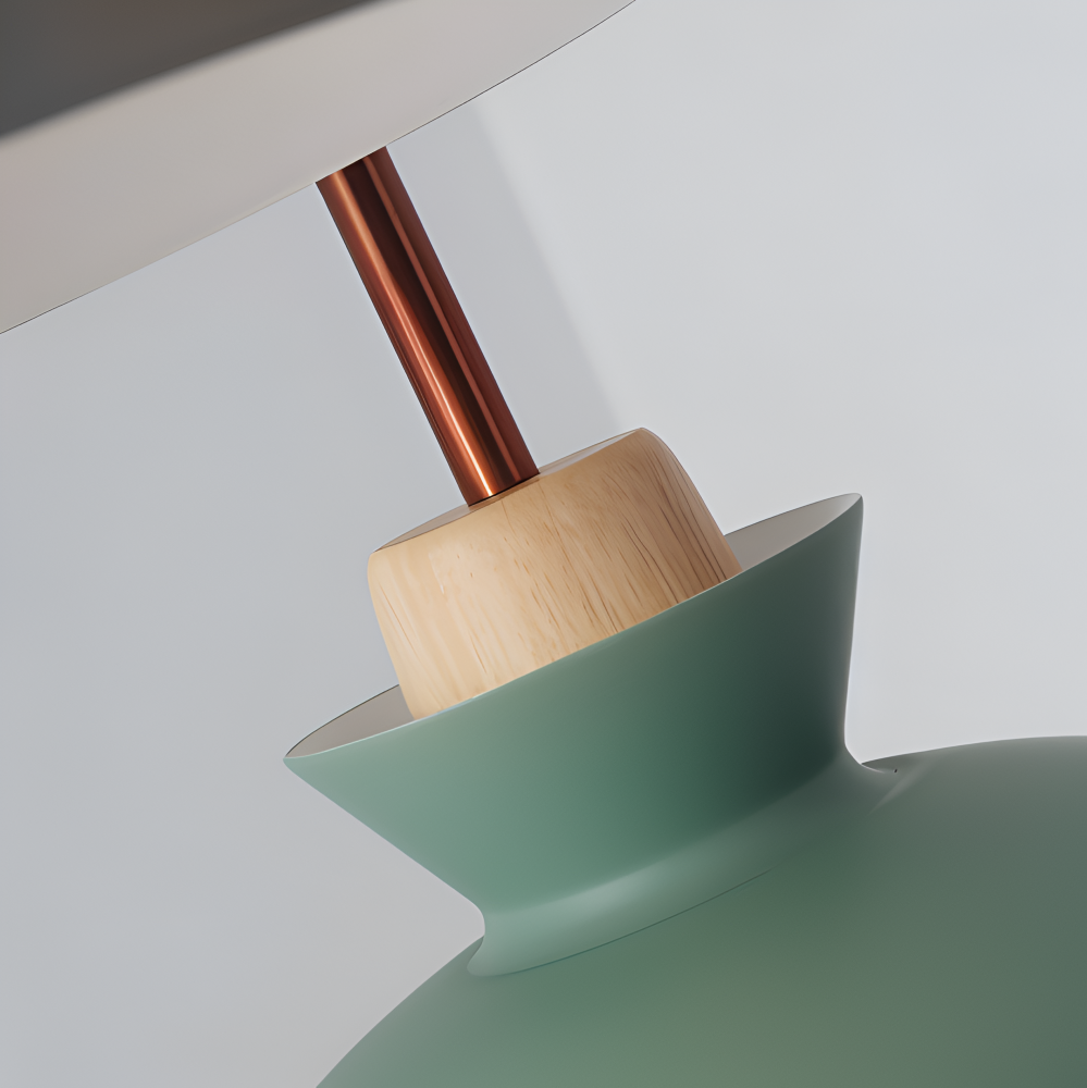 Farverig pendellampe i macaron design – moderne kuppelformet lampe