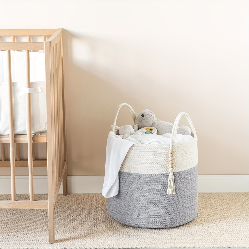Makramé opbevaringskurv i bomuld med boho design