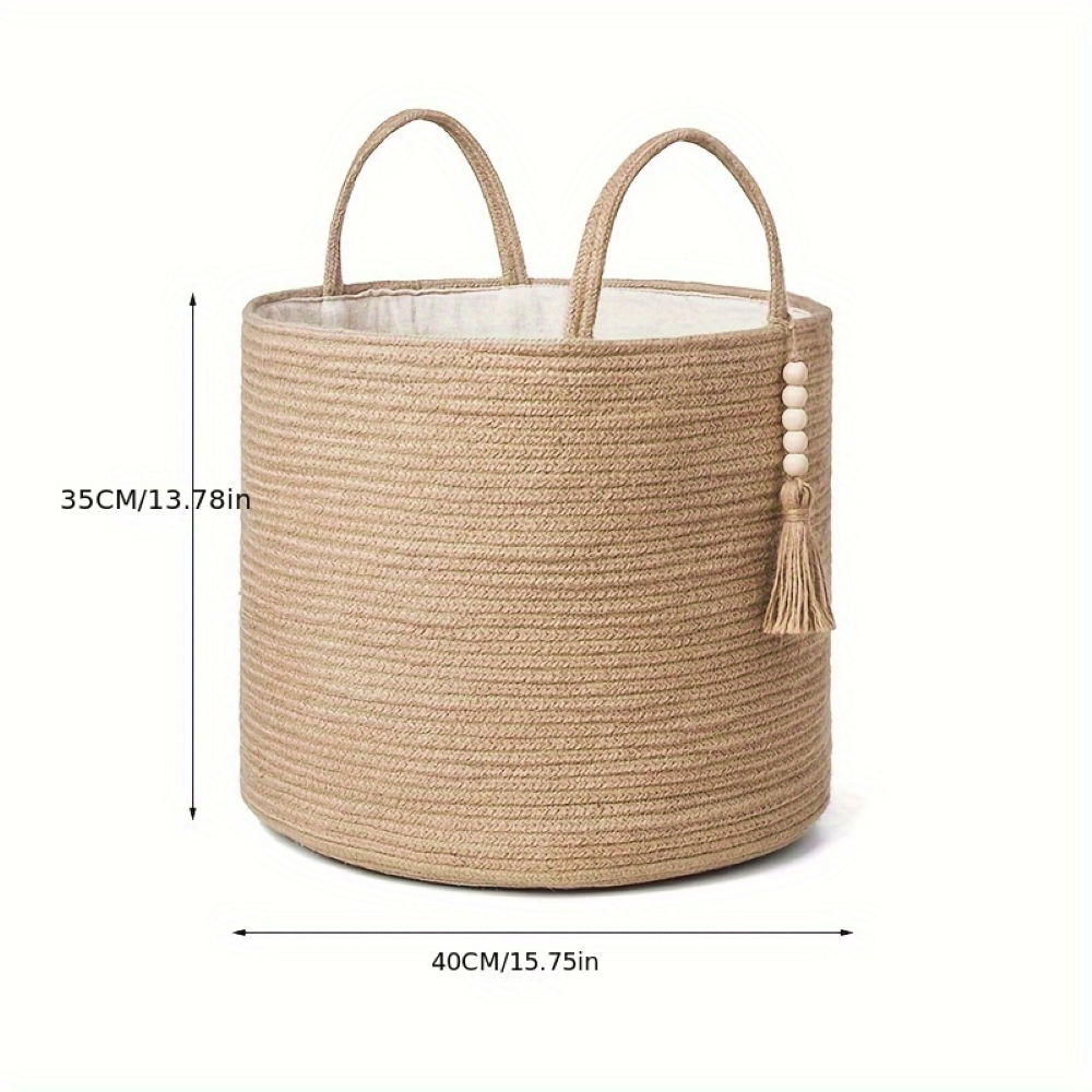 Makramé opbevaringskurv i bomuld med boho design