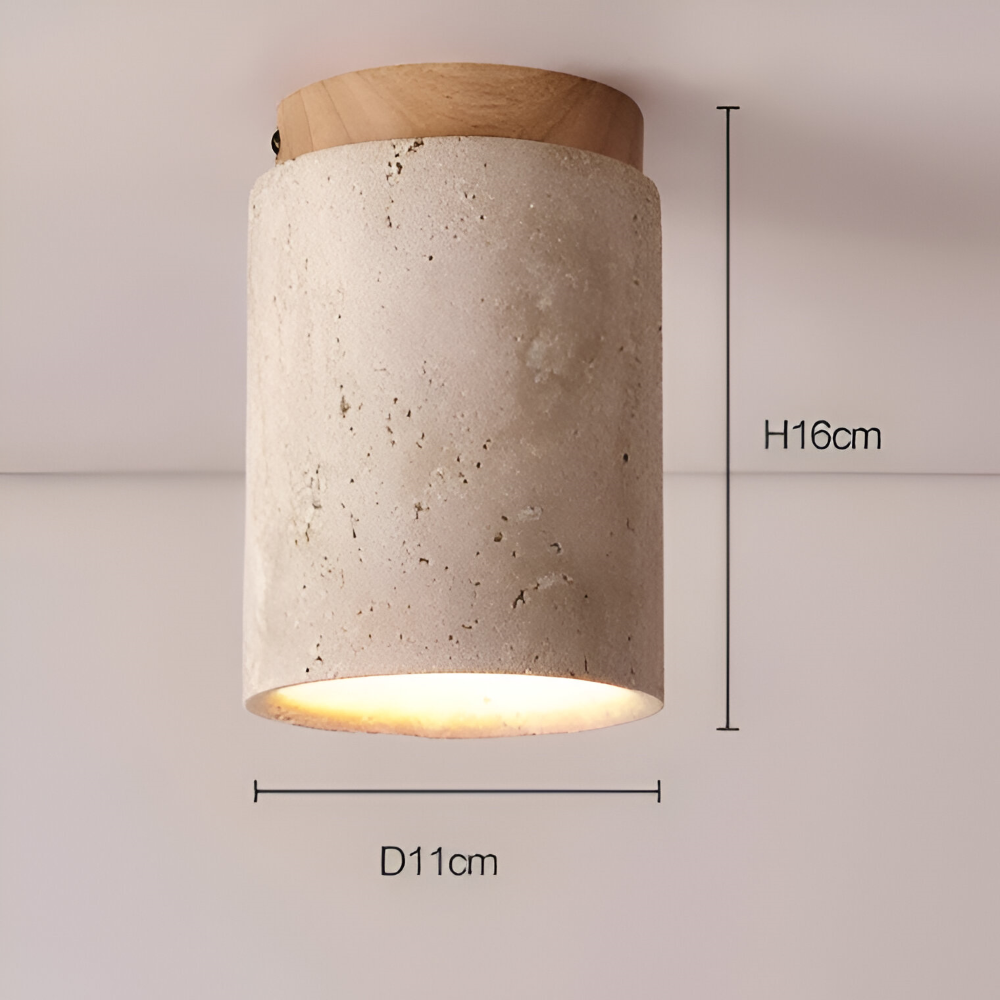 Spot loftlampe i travertin og træ – moderne indbygget spotlight