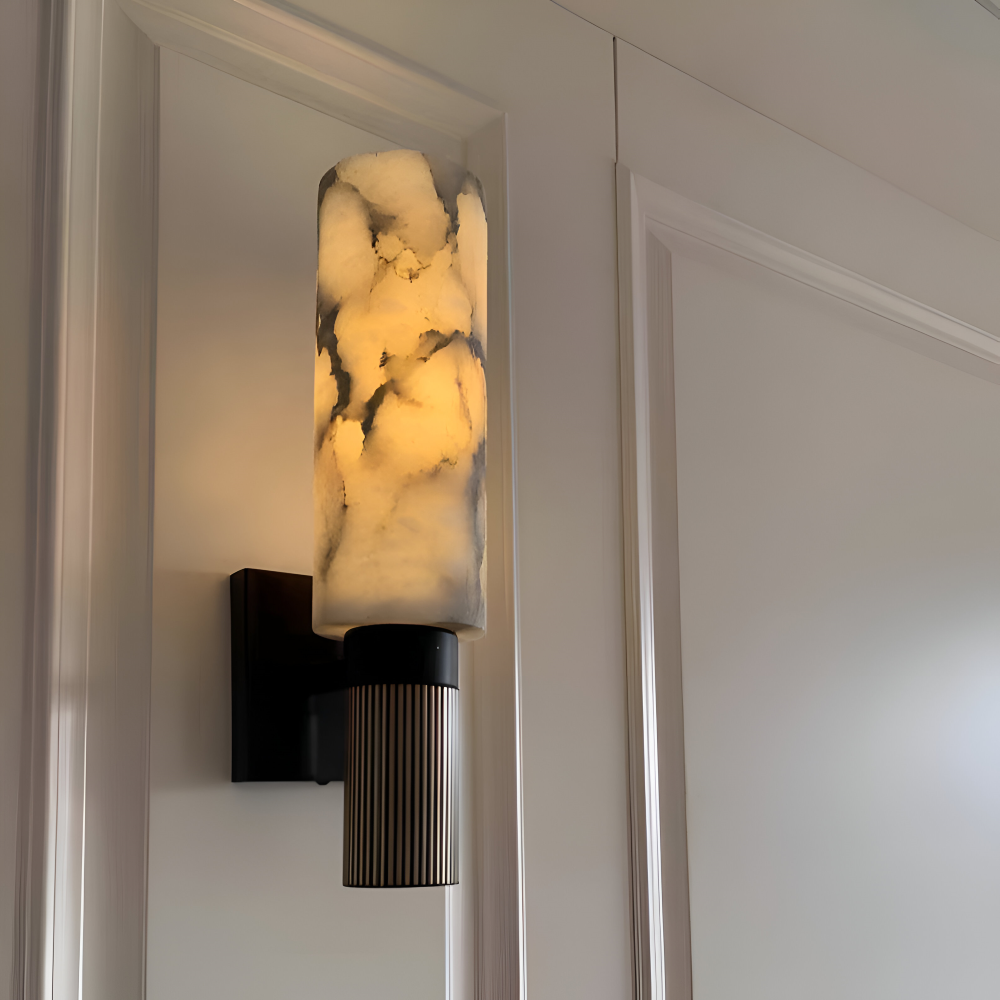 Marvello Væglampe – Cylindrisk LED Væglampe i Naturmarmor