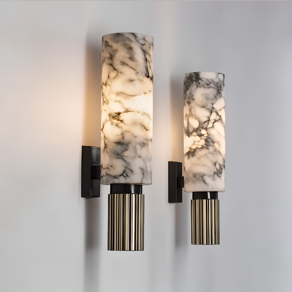 Marvello Væglampe – Cylindrisk LED Væglampe i Naturmarmor