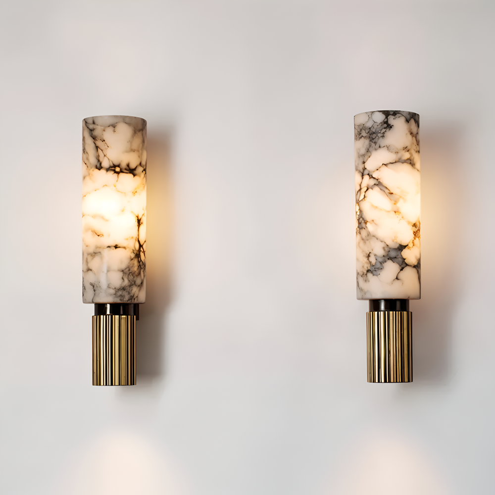 Marvello Væglampe – Cylindrisk LED Væglampe i Naturmarmor