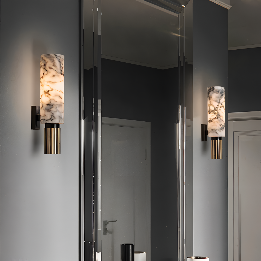 Marvello Væglampe – Cylindrisk LED Væglampe i Naturmarmor