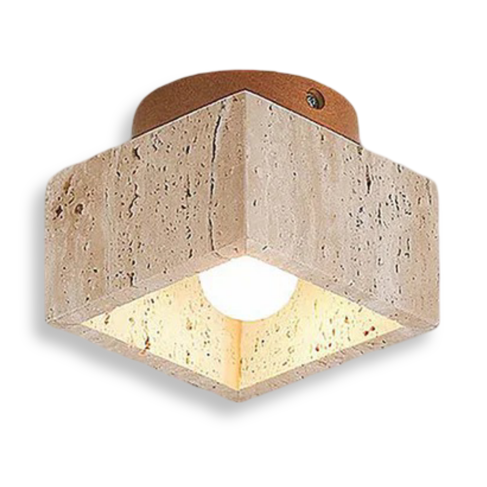 Spot loftlampe i travertin og træ – moderne indbygget spotlight