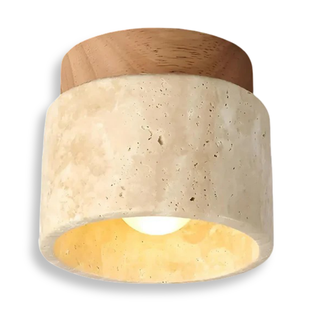 Spot loftlampe i travertin og træ – moderne indbygget spotlight