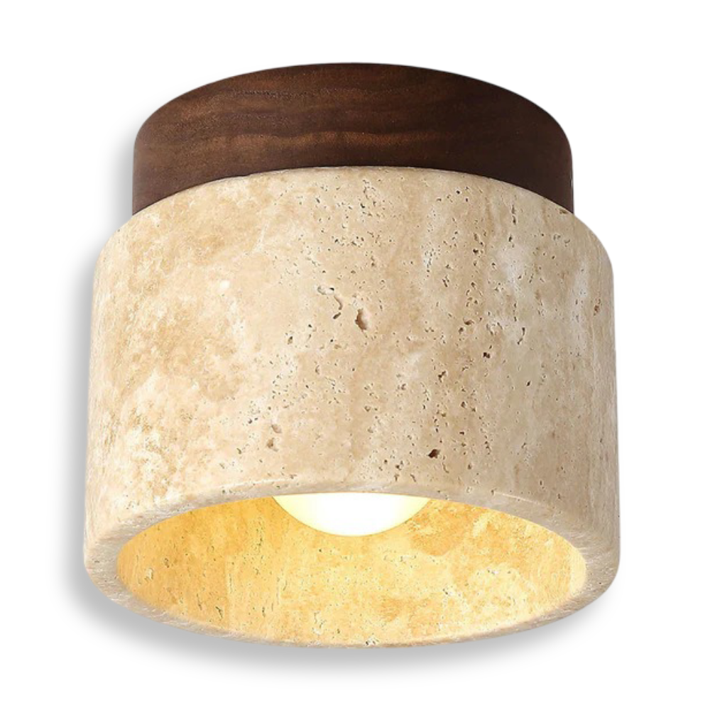 Spot loftlampe i travertin og træ – moderne indbygget spotlight