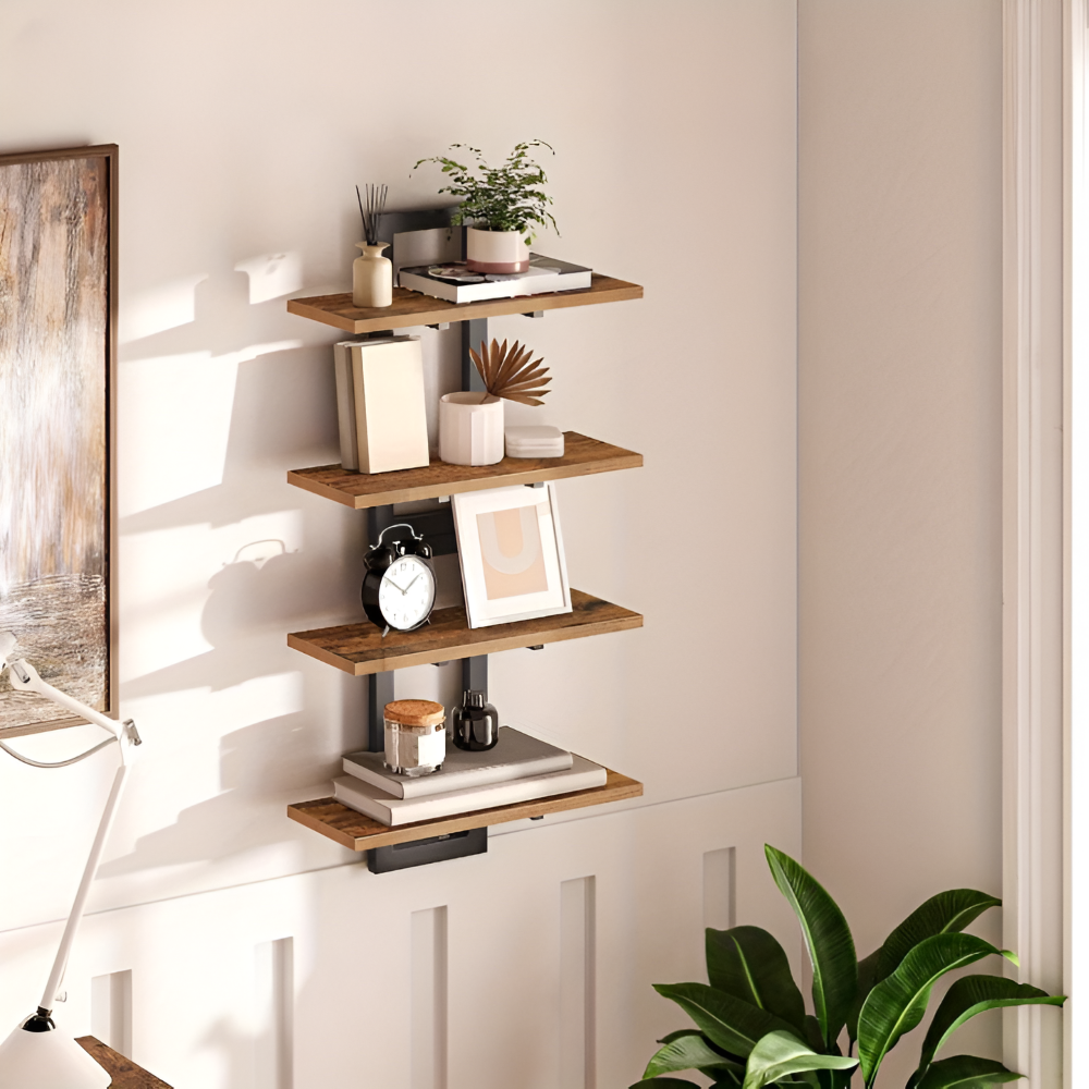 DuoForma Hylde – Minimalistisk 2-Niveau Væghylde i Træ