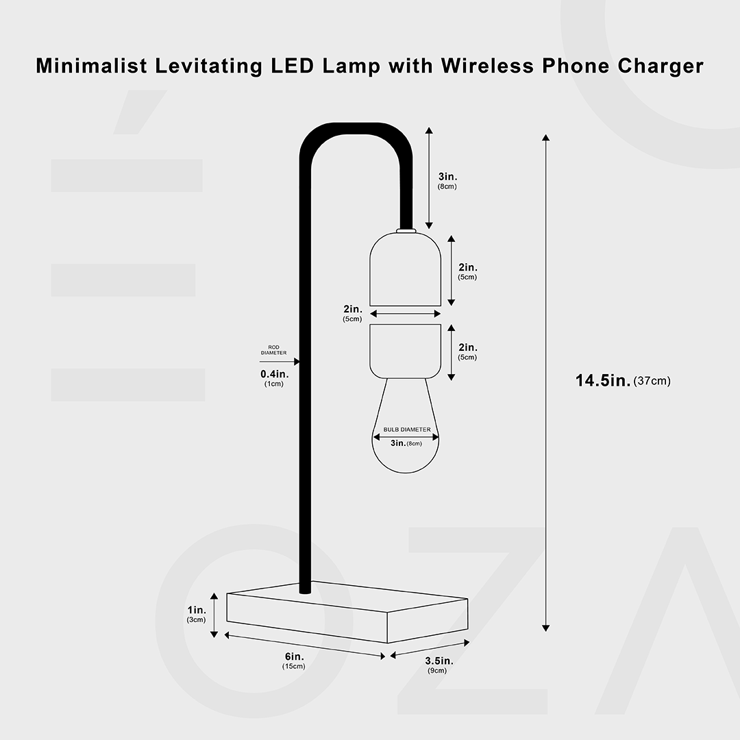 LED bordlampe med trådløs opladning – minimalistisk design og dæmpbar