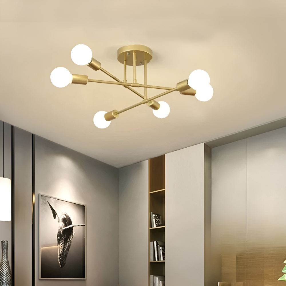 Loftlampe i guld – moderne lampe med flere lyskilder