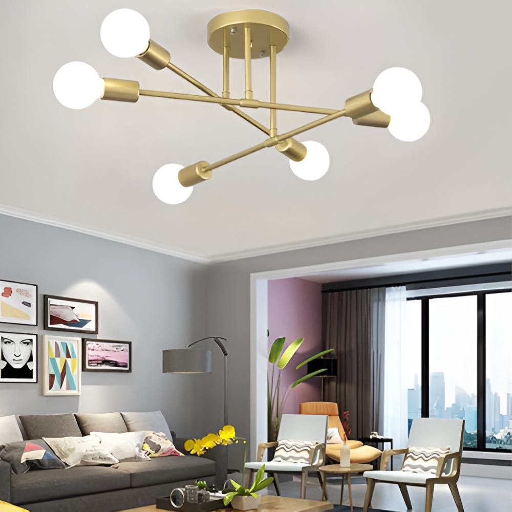 Loftlampe i guld – moderne lampe med flere lyskilder