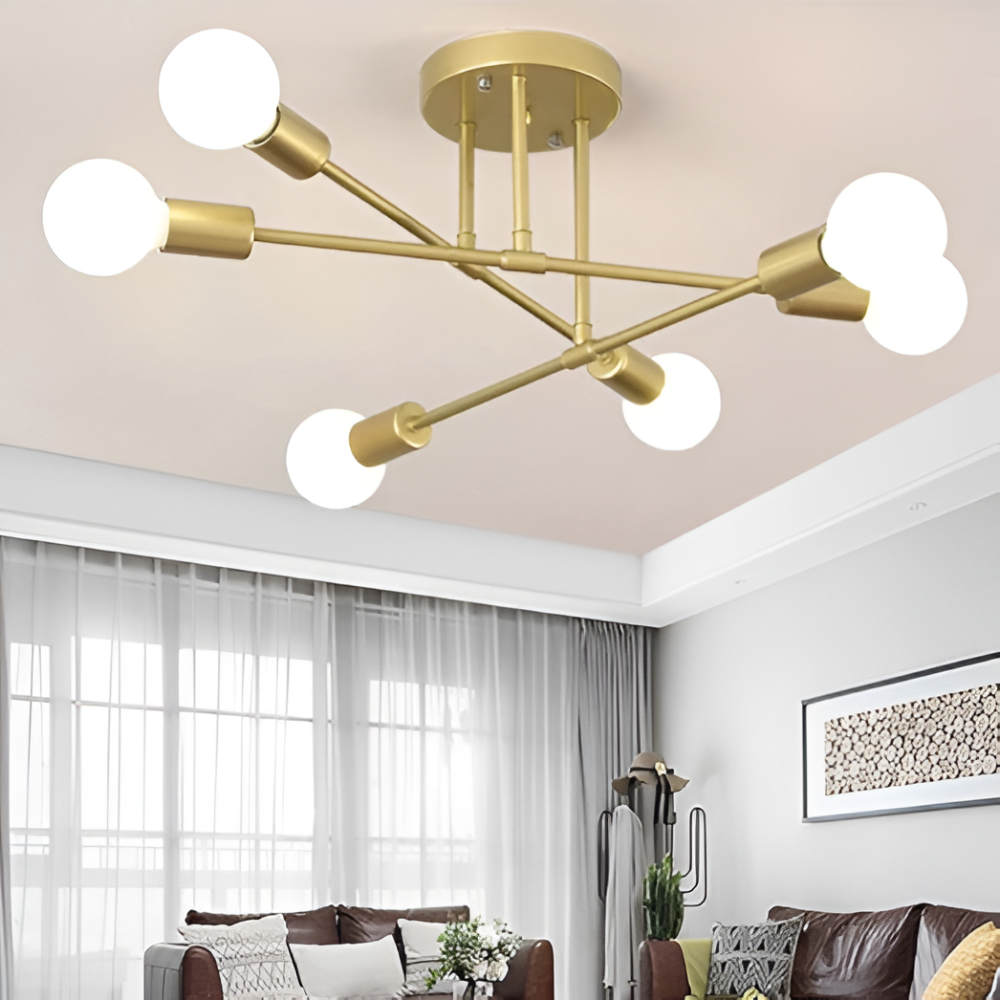 Loftlampe i guld – moderne lampe med flere lyskilder