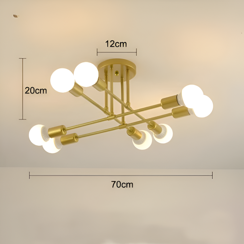 Loftlampe i guld – moderne lampe med flere lyskilder