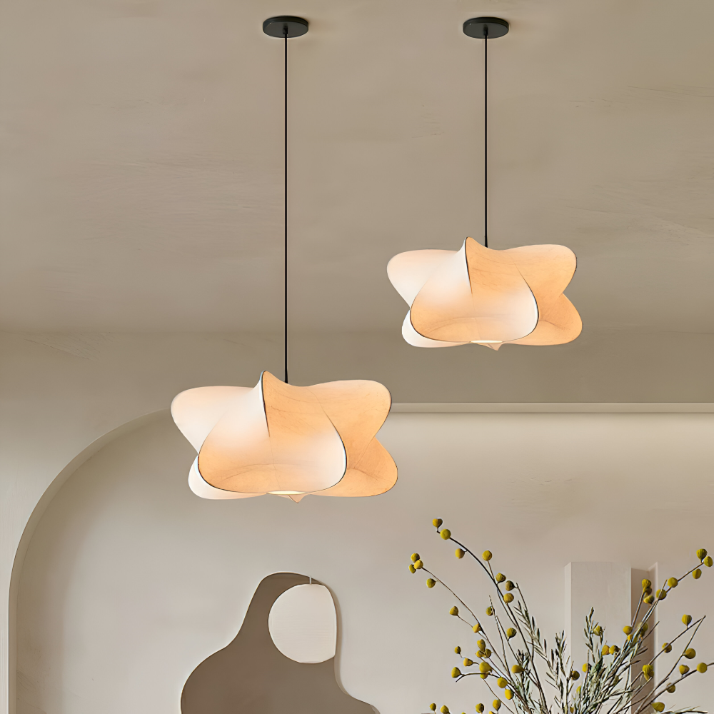 Japansk pendellampe i kokonstil – Wabi Sabi loftlampe