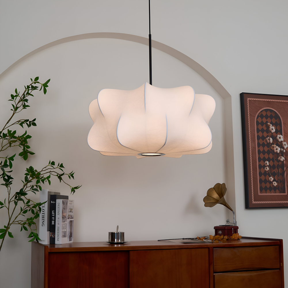 Japansk pendellampe i kokonstil – Wabi Sabi loftlampe