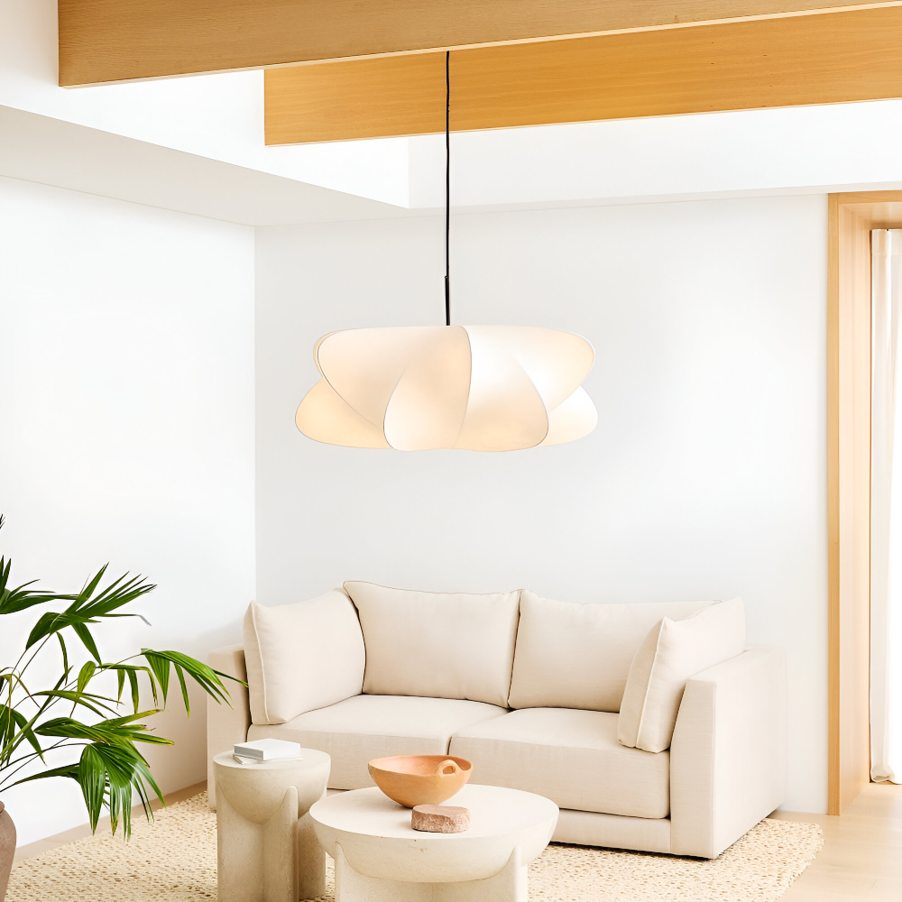 Japansk pendellampe i kokonstil – Wabi Sabi loftlampe
