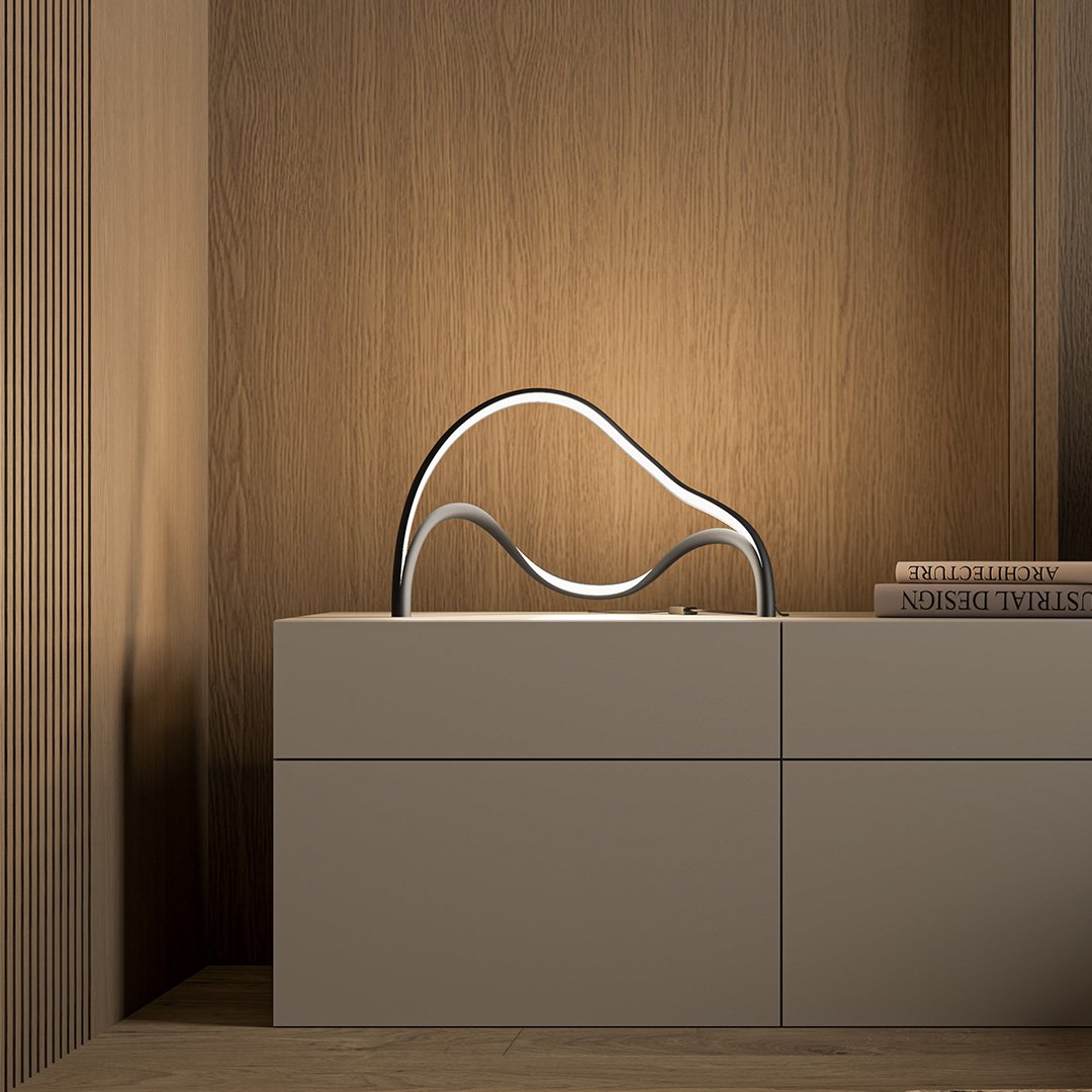 Moderne sort bordlampe – mat finish med varm hvid belysning