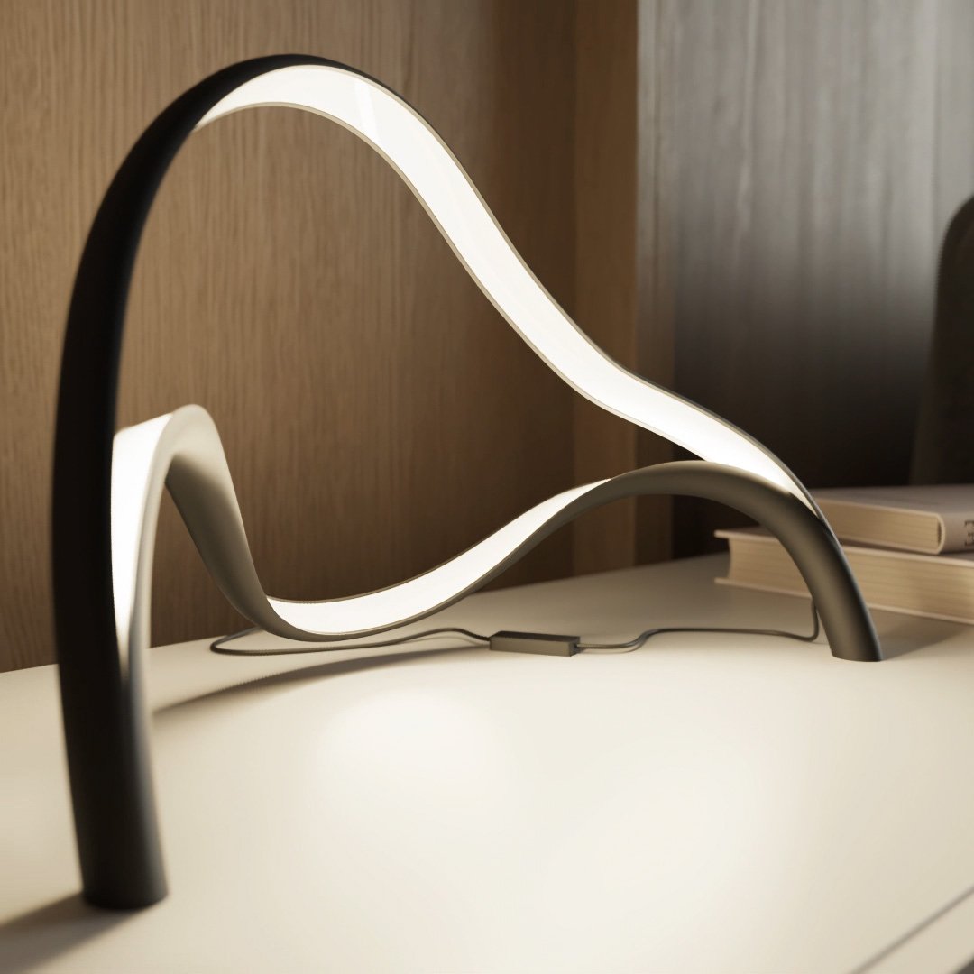 Moderne sort bordlampe – mat finish med varm hvid belysning