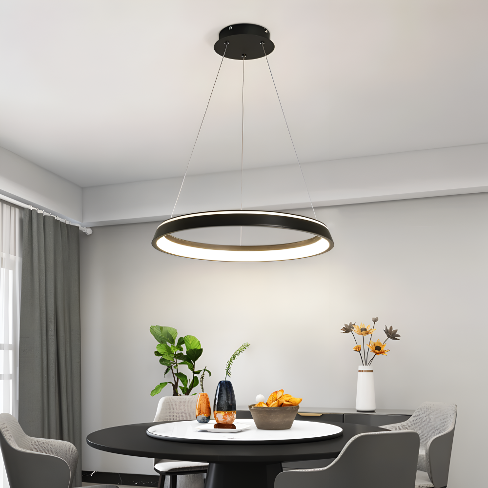 CircuGlow Pendel – Minimalistisk Rund LED Pendellampe i Sort & Hvid