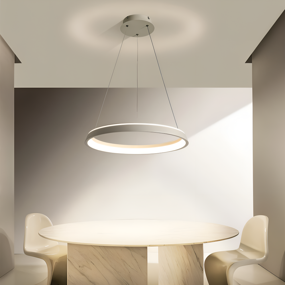 CircuGlow Pendel – Minimalistisk Rund LED Pendellampe i Sort & Hvid