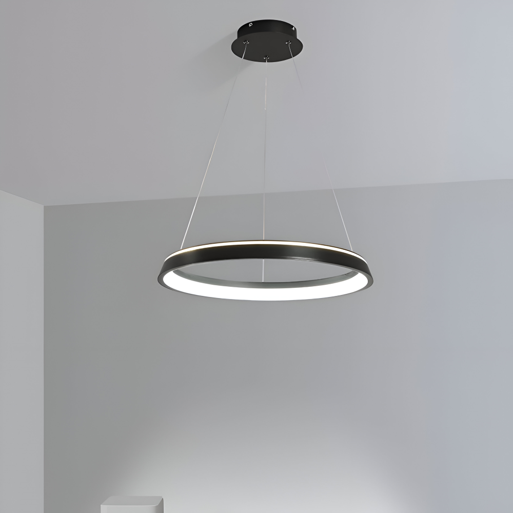 CircuGlow Pendel – Minimalistisk Rund LED Pendellampe i Sort & Hvid