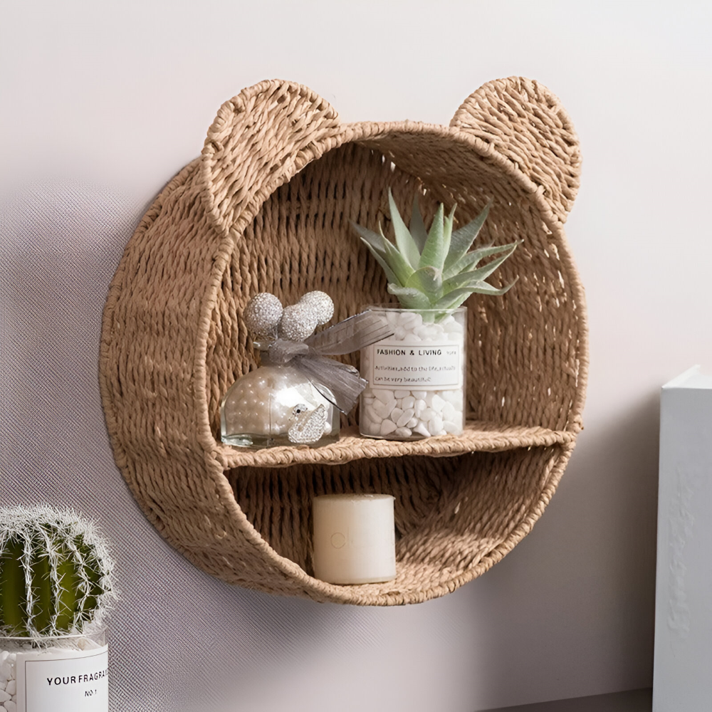 DyreHygge Hylde – Håndlavet Dyreformet Rattan Væghylde