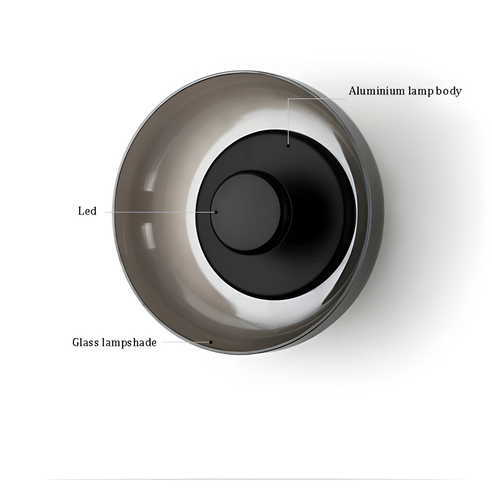 Rund LED væglampe i glas og aluminium – skandinavisk minimalistisk design