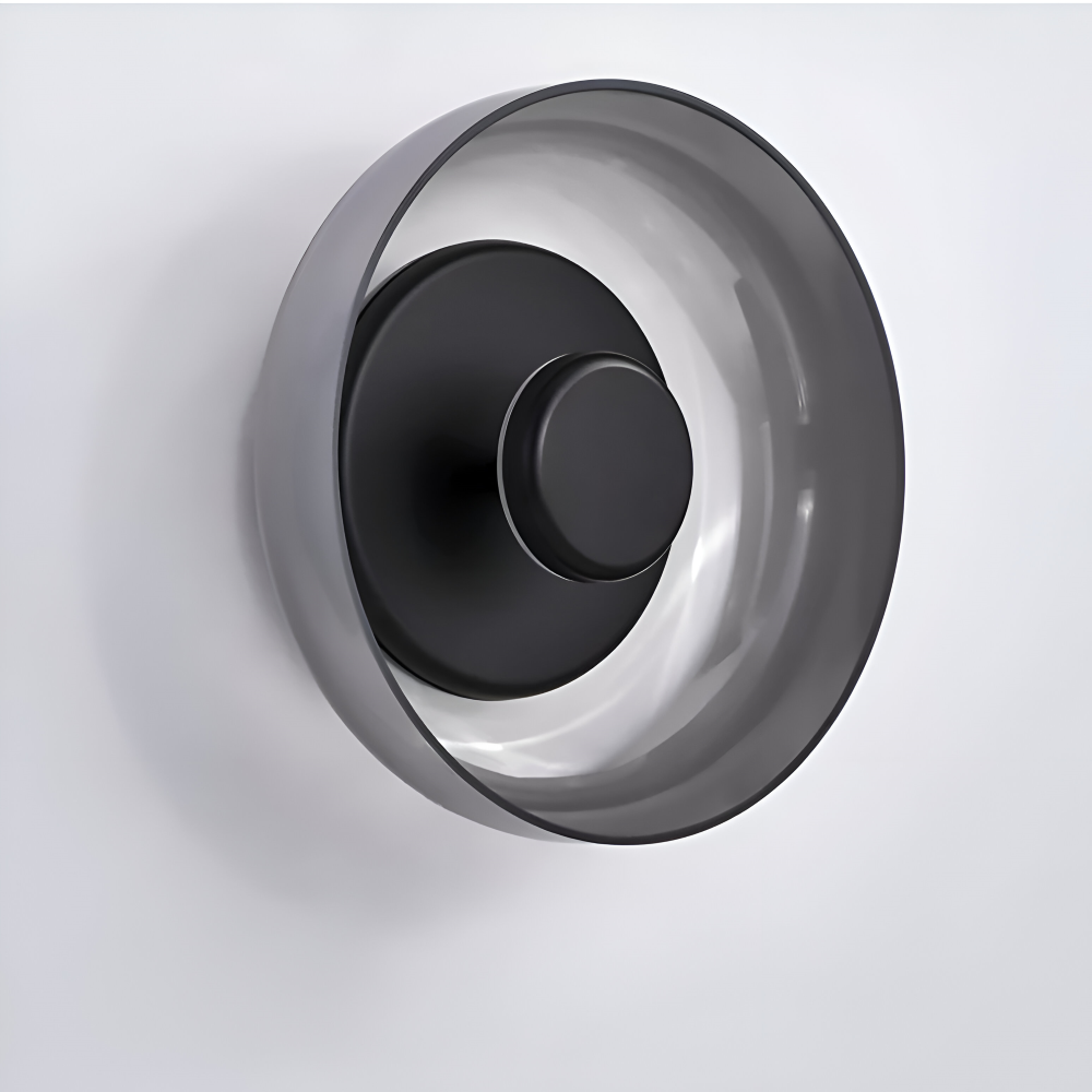Rund LED væglampe i glas og aluminium – skandinavisk minimalistisk design