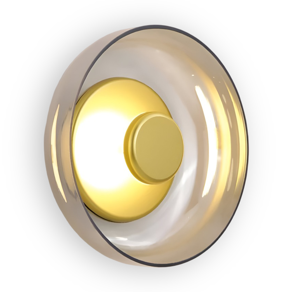 Rund LED væglampe i glas og aluminium – skandinavisk minimalistisk design