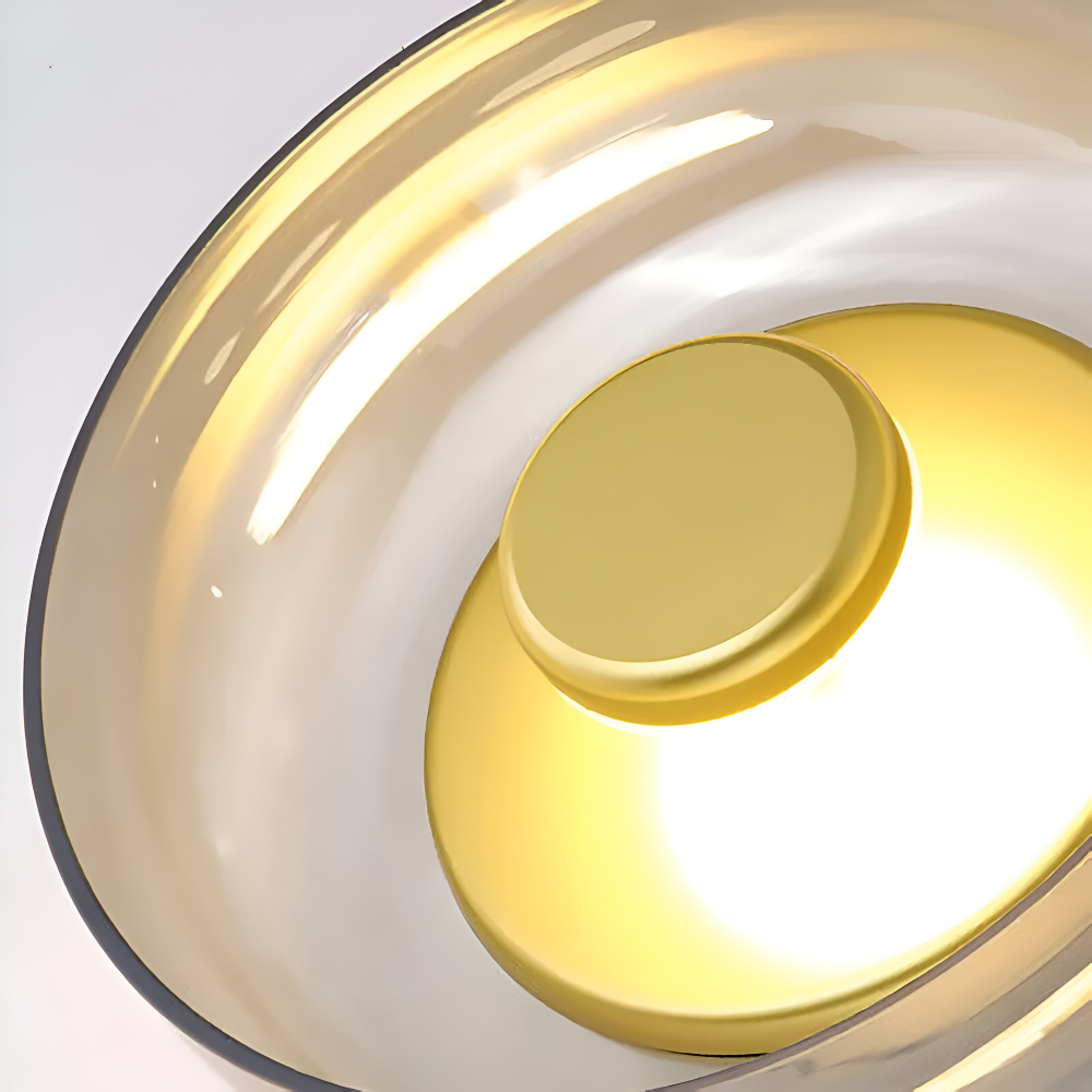 Rund LED væglampe i glas og aluminium – skandinavisk minimalistisk design