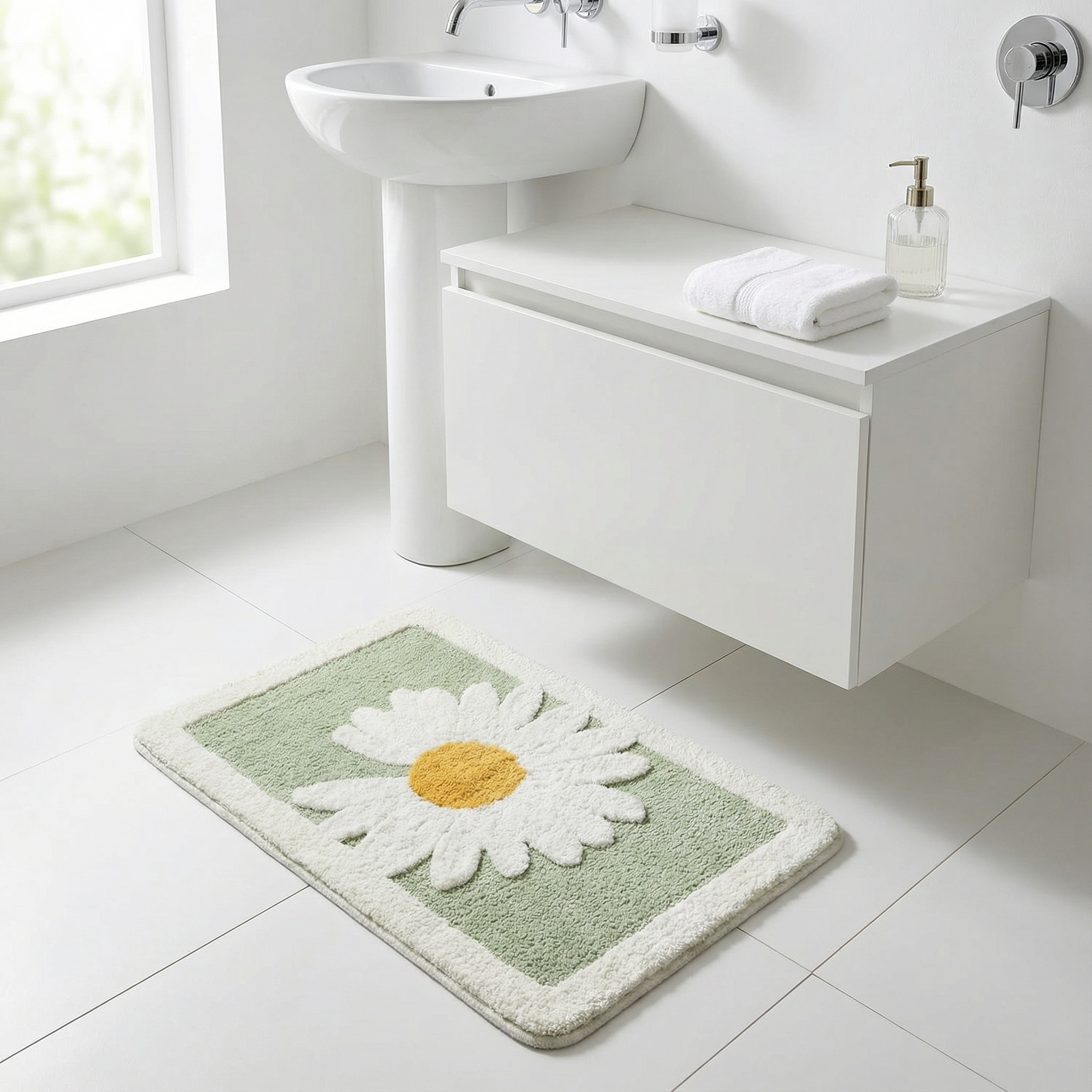 Blomstret skandinavisk bademåtte