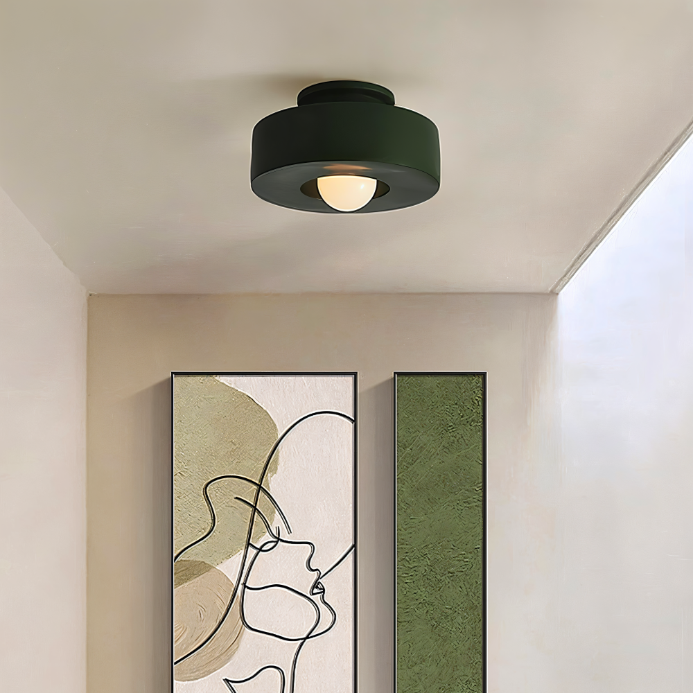 LumaHalo – Moderne Rund Loftlampe i Glas og Resin