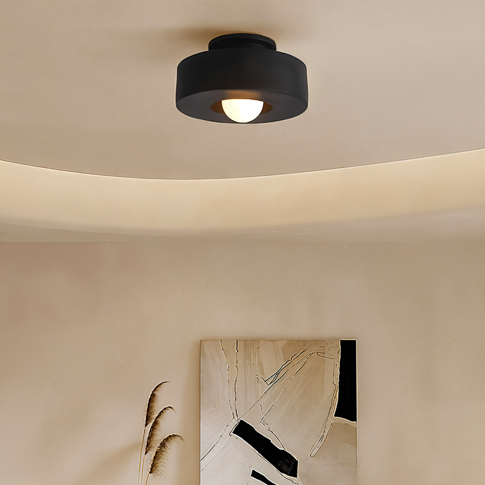 LumaHalo – Moderne Rund Loftlampe i Glas og Resin