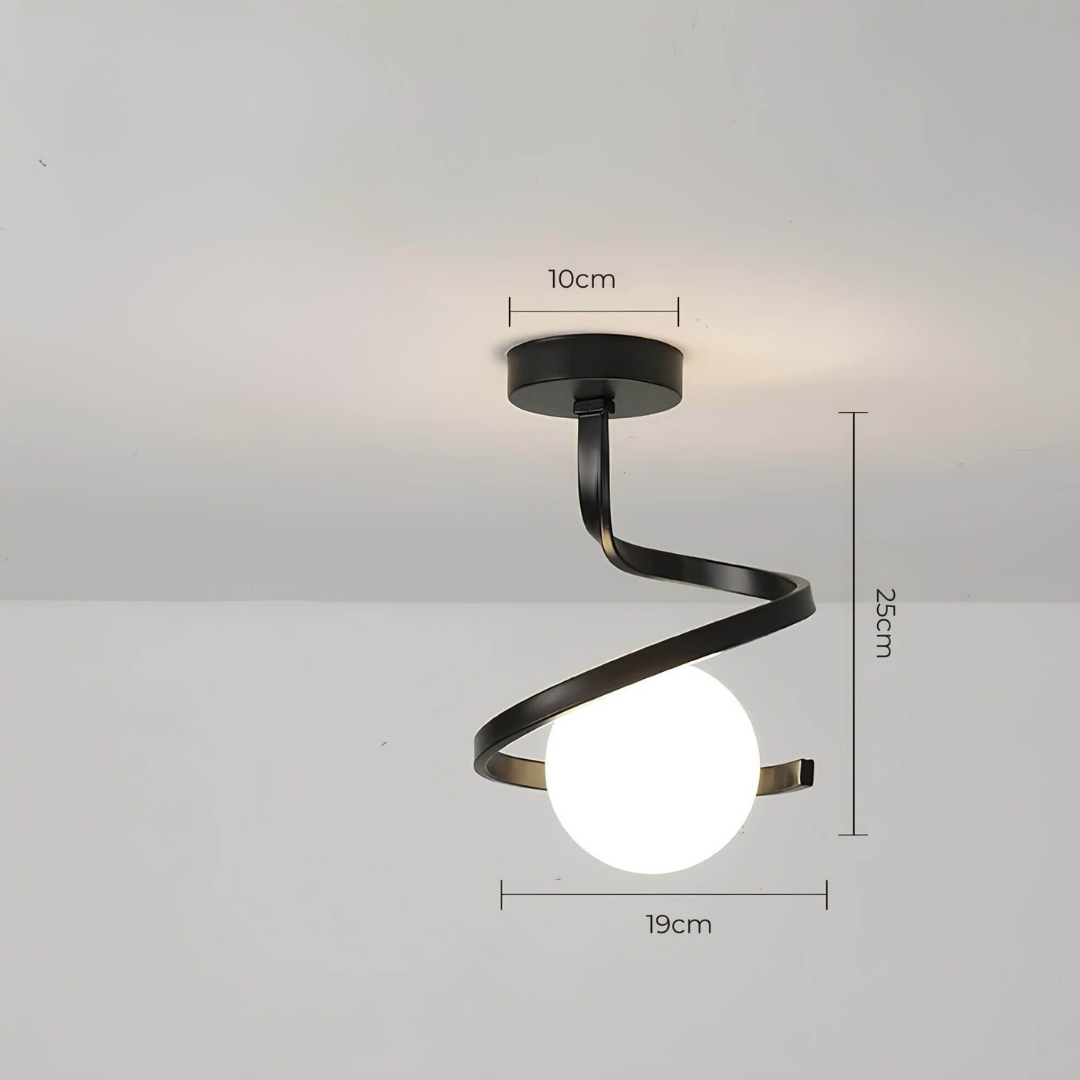Skulpturel loftslampe med G9-glaskuppel