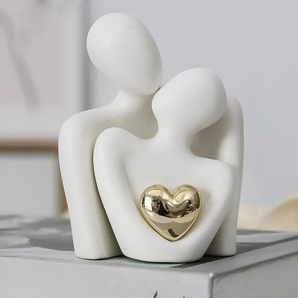Minimalistisk par skulptur i keramik – moderne kærlighedsdekoration