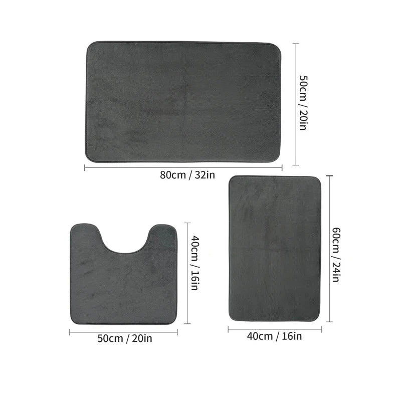 Bademåttesæt i velour og memory foam – 3 dele