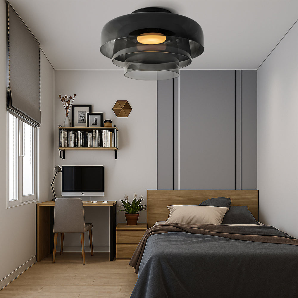 Bauhaus pendellampe med lagdelte glasskærme