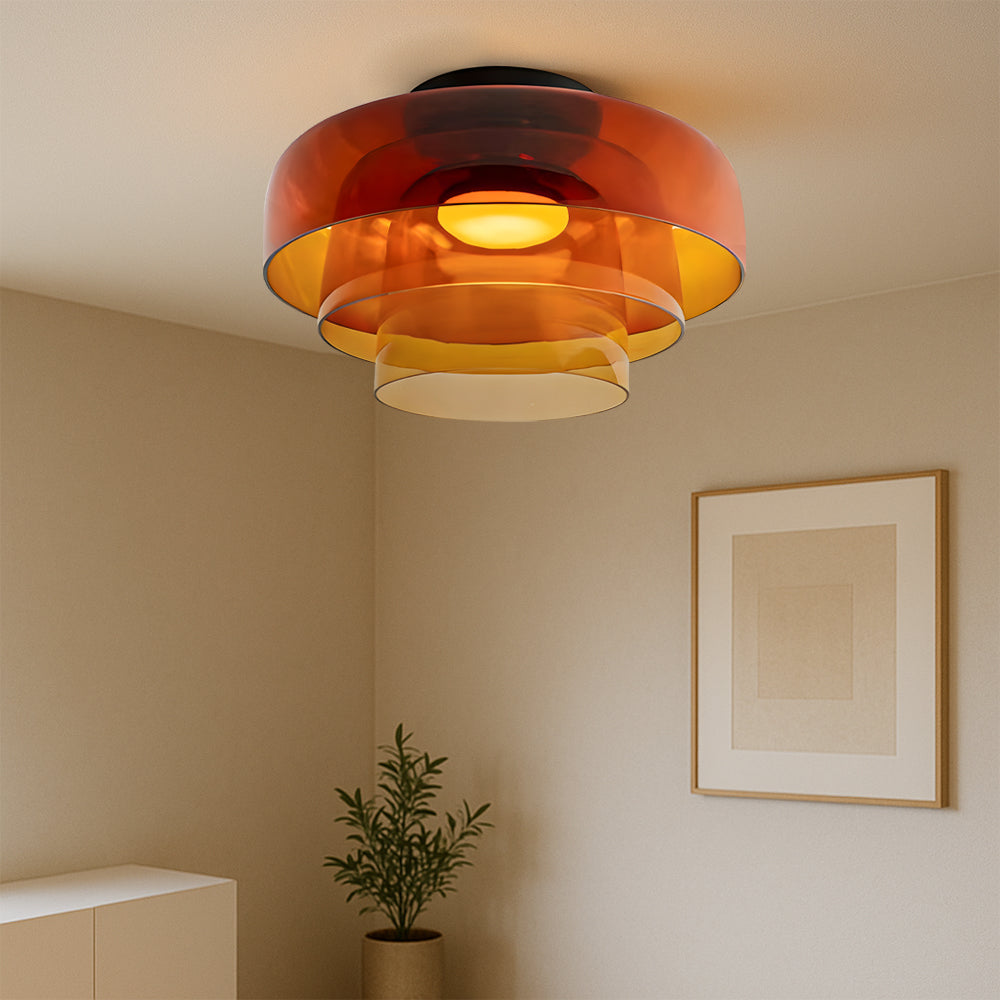 Bauhaus pendellampe med lagdelte glasskærme