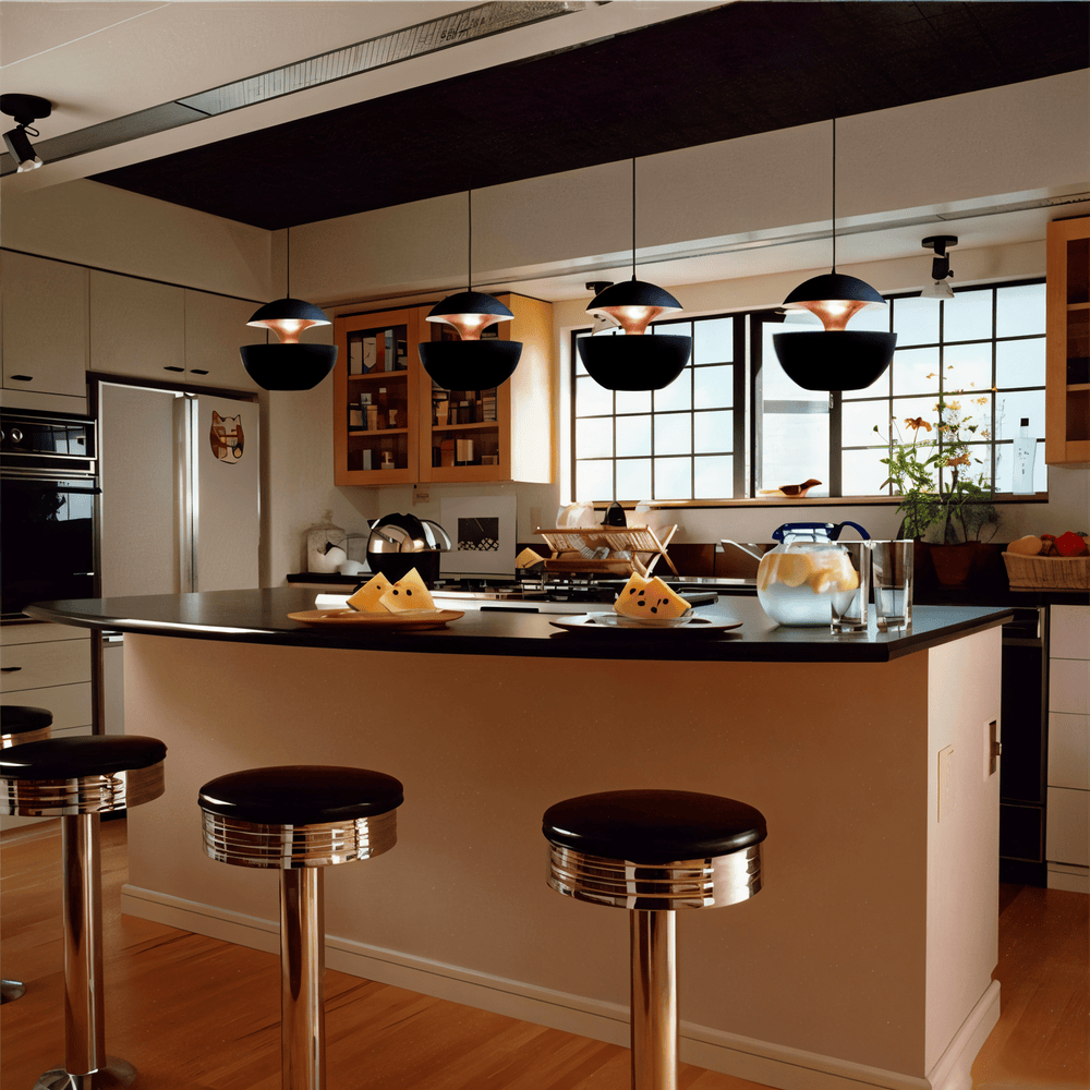 Pendellampe i sort og hvid metal – moderne loftlampe i kunstnerisk design