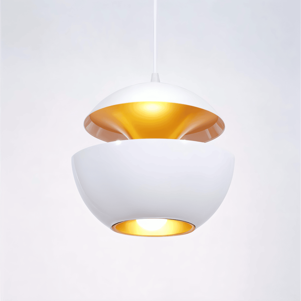 Pendellampe i sort og hvid metal – moderne loftlampe i kunstnerisk design