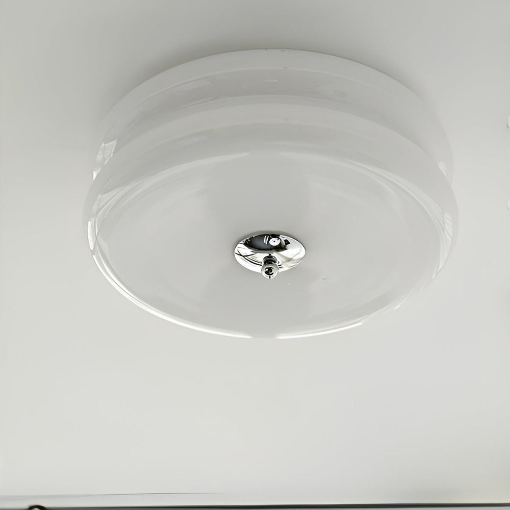 CremaHalo Loftlampe – Rund Loftlampe i Cremefarvet Glas med Integreret LED