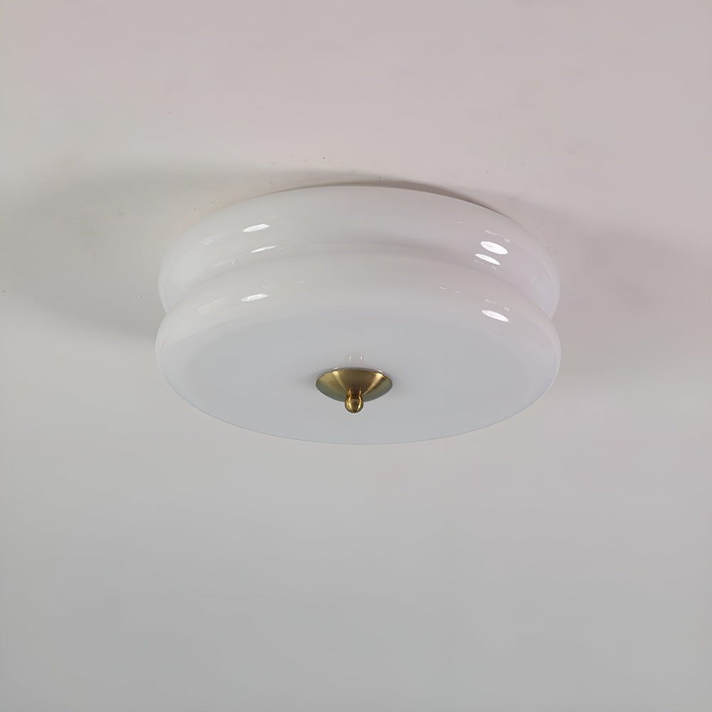 CremaHalo Loftlampe – Rund Loftlampe i Cremefarvet Glas med Integreret LED