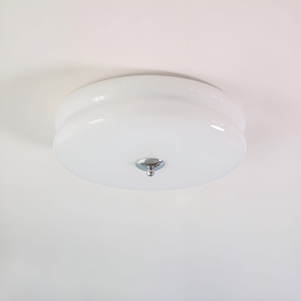 CremaHalo Loftlampe – Rund Loftlampe i Cremefarvet Glas med Integreret LED