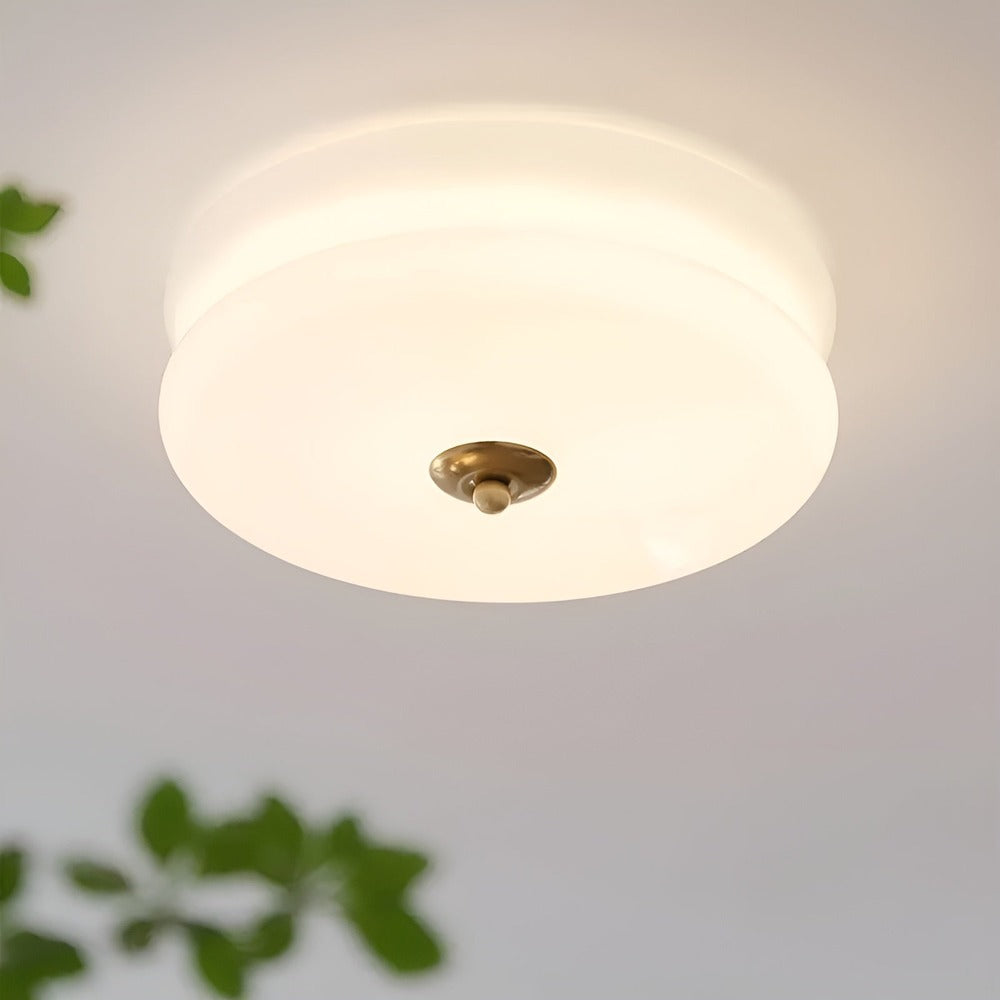 CremaHalo Loftlampe – Rund Loftlampe i Cremefarvet Glas med Integreret LED