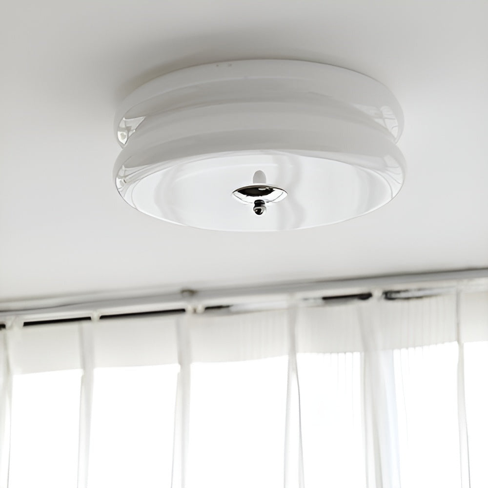 CremaHalo Loftlampe – Rund Loftlampe i Cremefarvet Glas med Integreret LED