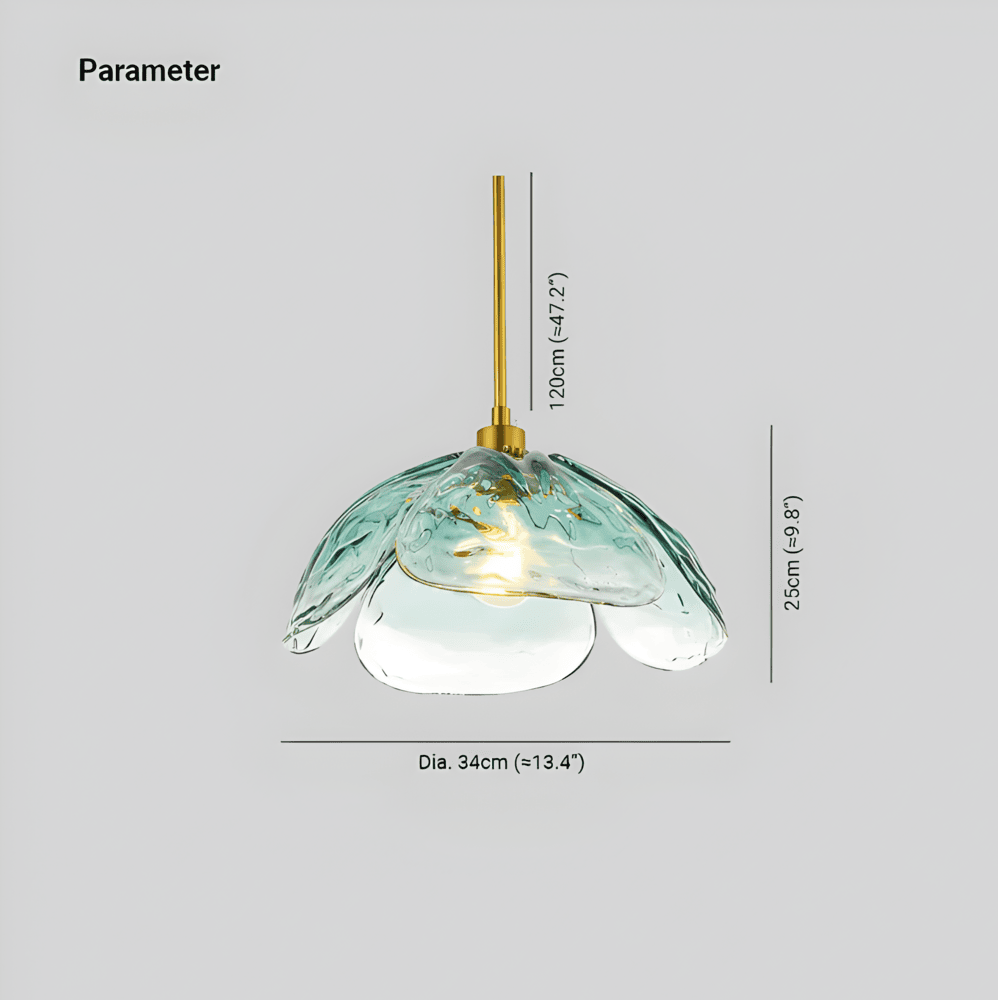 Pendellampe i farvet glas – blomsterdesign med LED lys