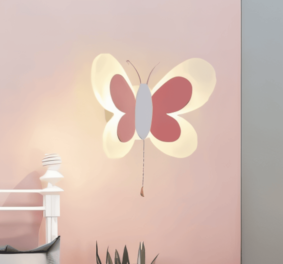 LED væglampe med sommerfugledesign – farverig børnelampe