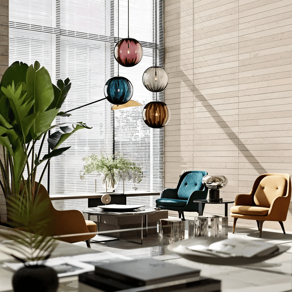 Glasora – Nordisk Pendellampe med Farvede Glasglober