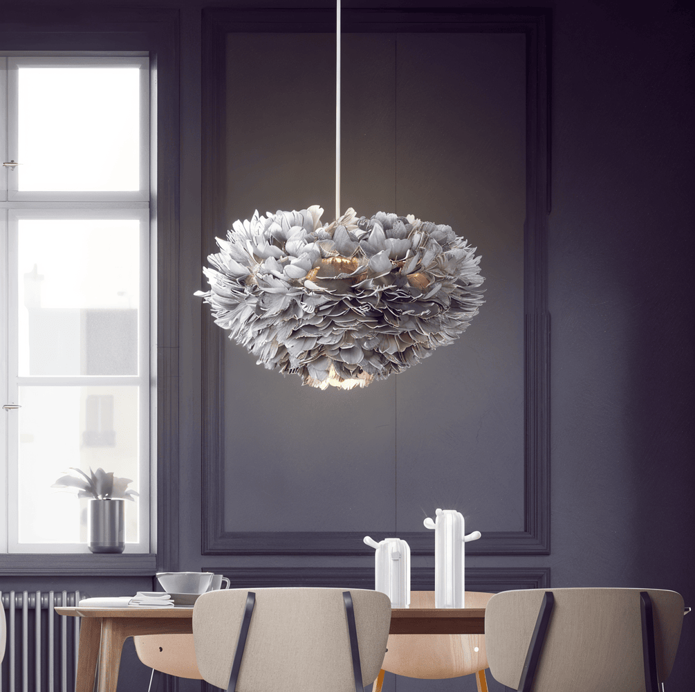 Håndlavet fjer pendellampe – justerbar loftlampe i elegant design