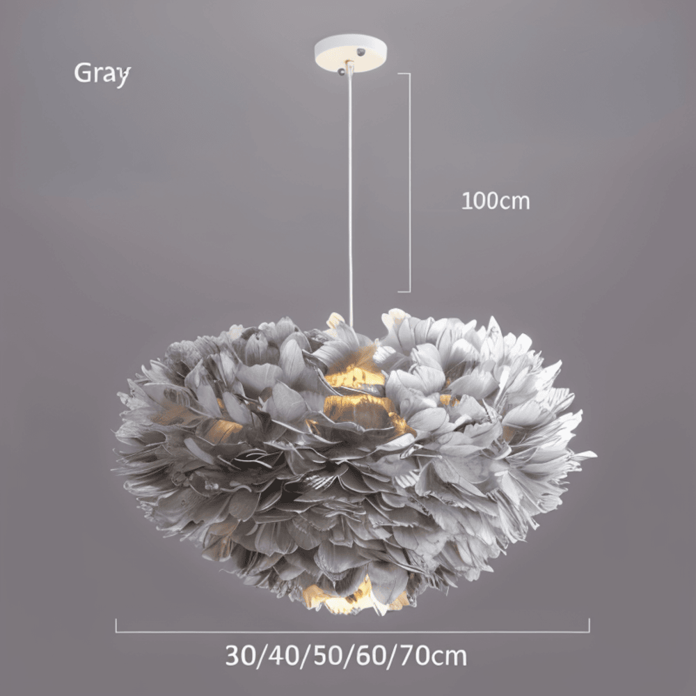 Håndlavet fjer pendellampe – justerbar loftlampe i elegant design